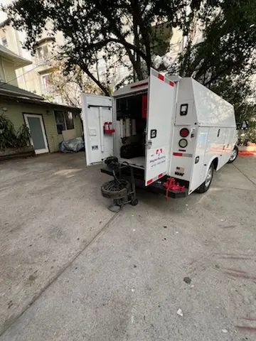 Magnet Plumbing service vehicle on-site for Sewer Line Repair in Burbank